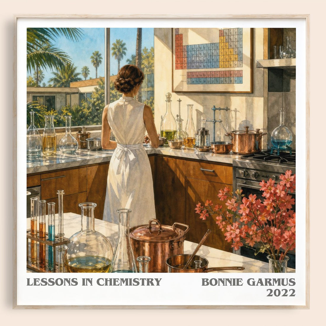 Lessons in Chemistry literary book poster by Bonnie Garmus – framed literary art print