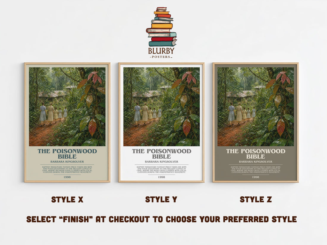 The Poisonwood Bible bookish print in frame leaning in hallway – literary fiction wall art (mockup)