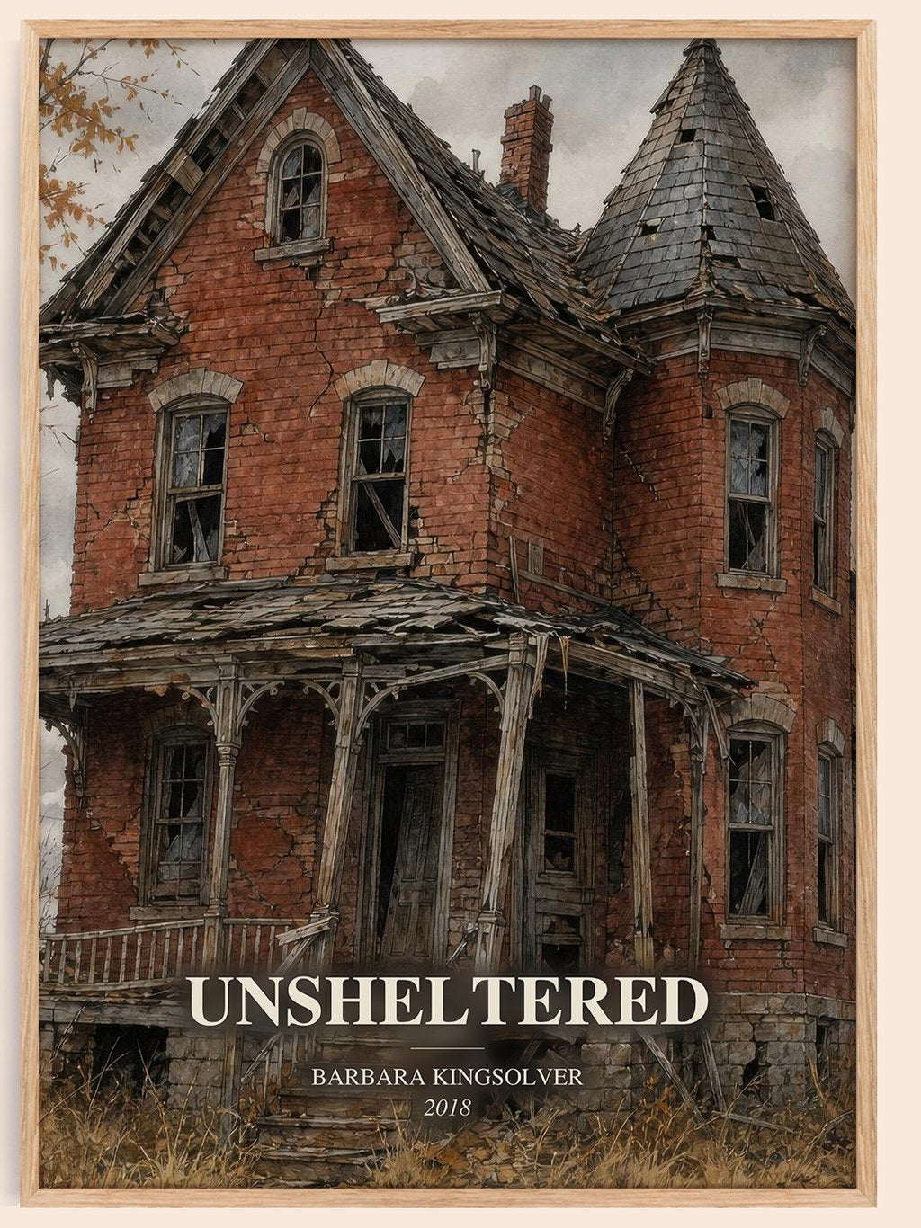 Unsheltered watercolour book poster by Barbara Kingsolver – framed literary art print