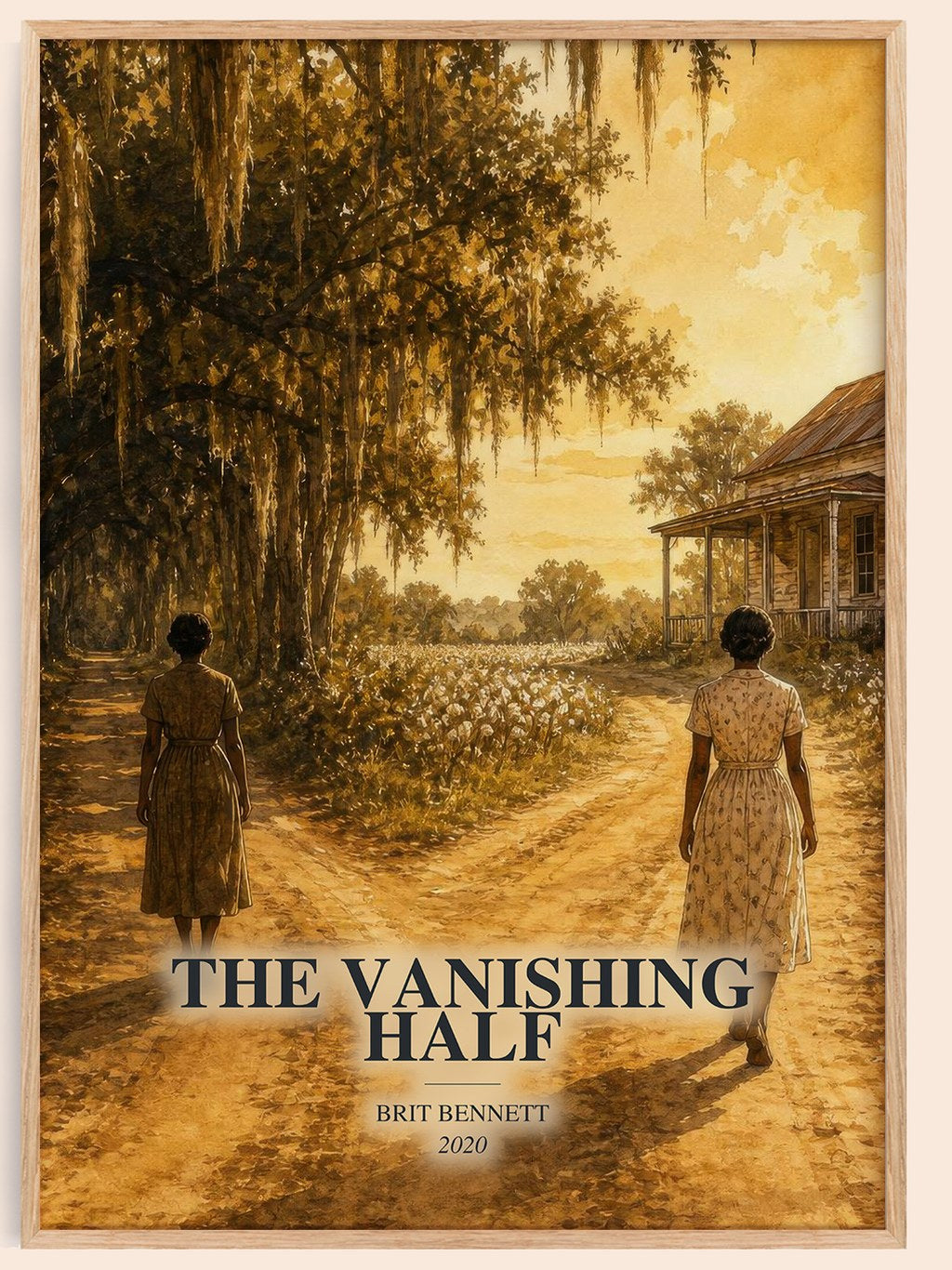 The Vanishing Half watercolour book poster by Brit Bennett – framed literary art print
