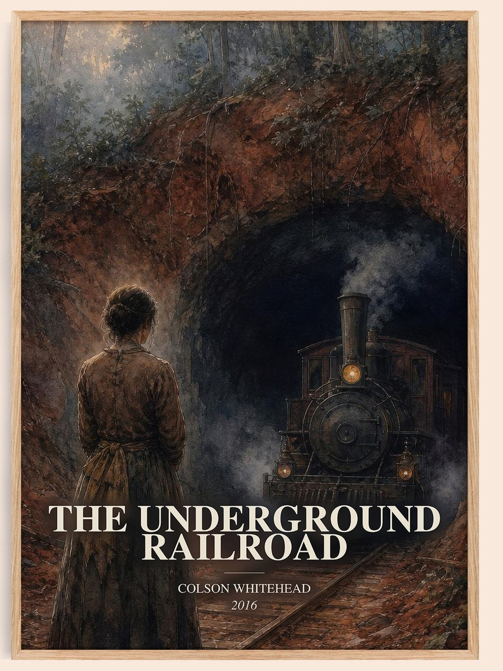 The Underground Railroad watercolour book poster by Colson Whitehead – framed literary art print