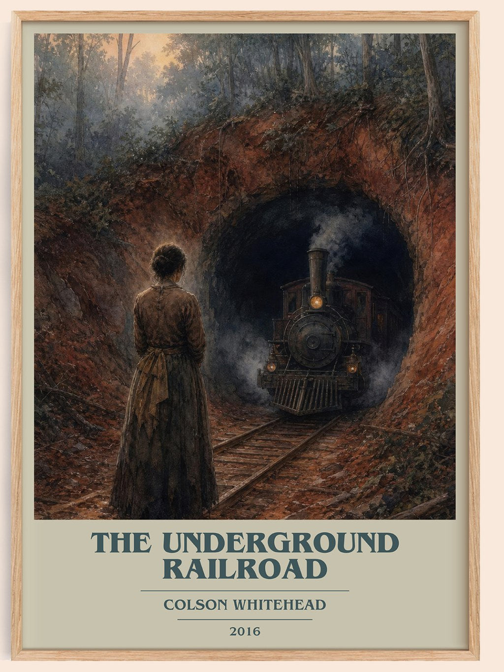 The Underground Railroad book cover book poster by Colson Whitehead – framed literary art print