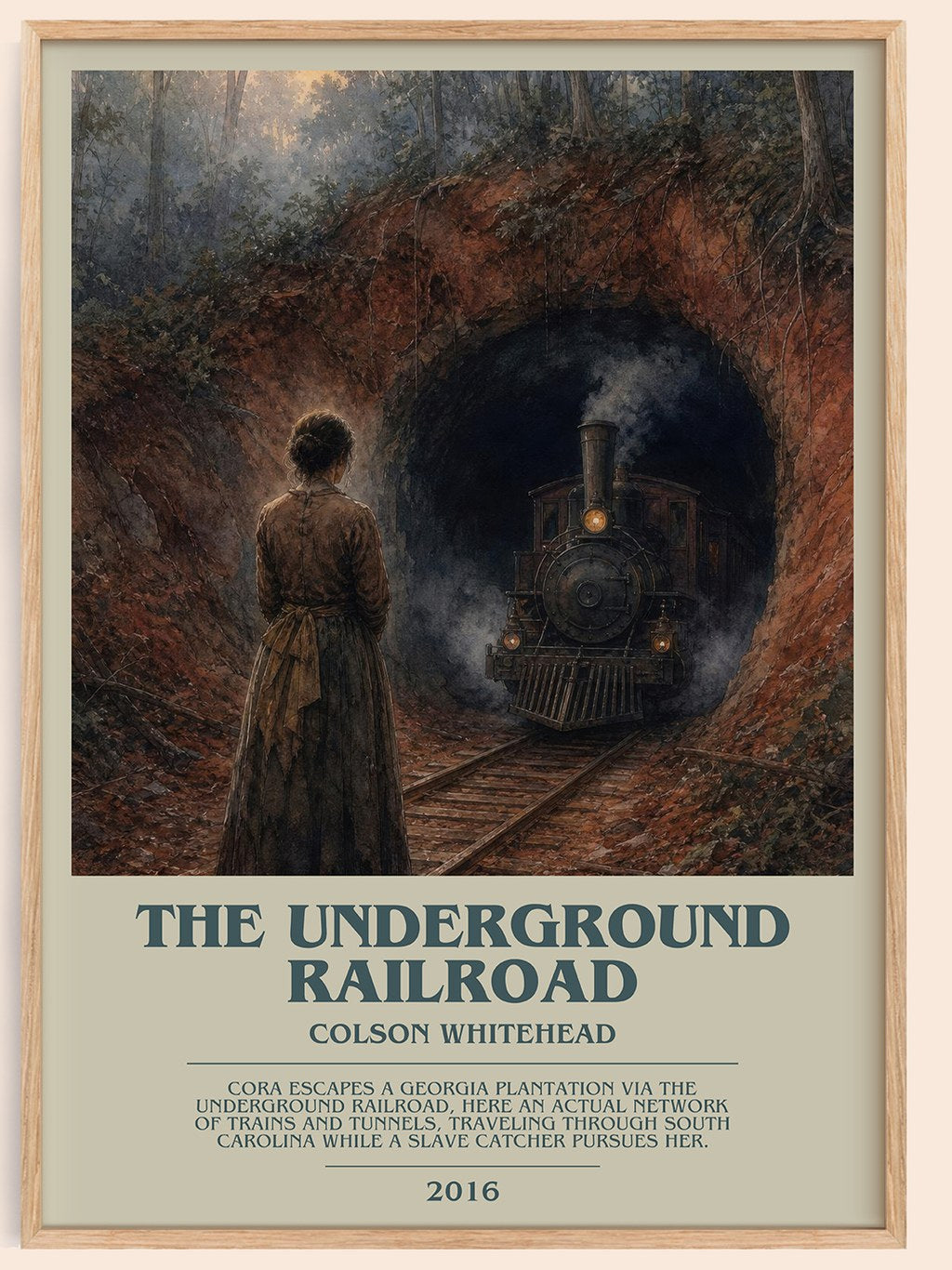 The Underground Railroad bookish book poster by Colson Whitehead – framed literary art print