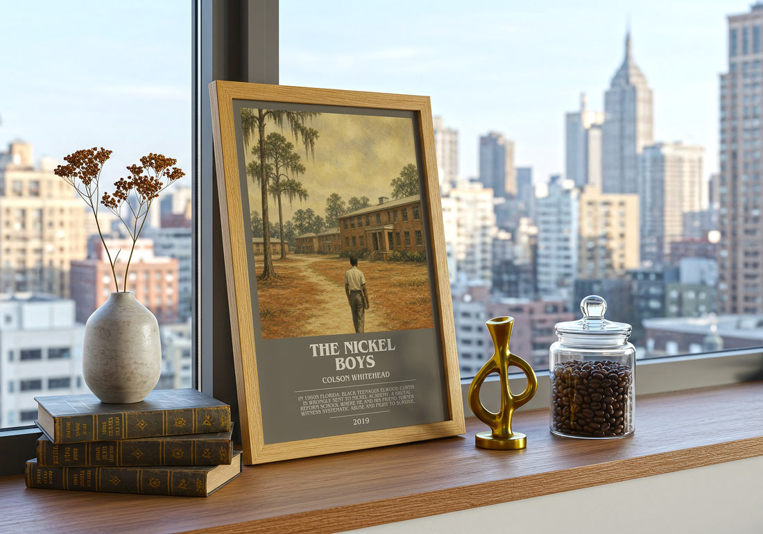 The Nickel Boys bookish print framed by window – literary home decor