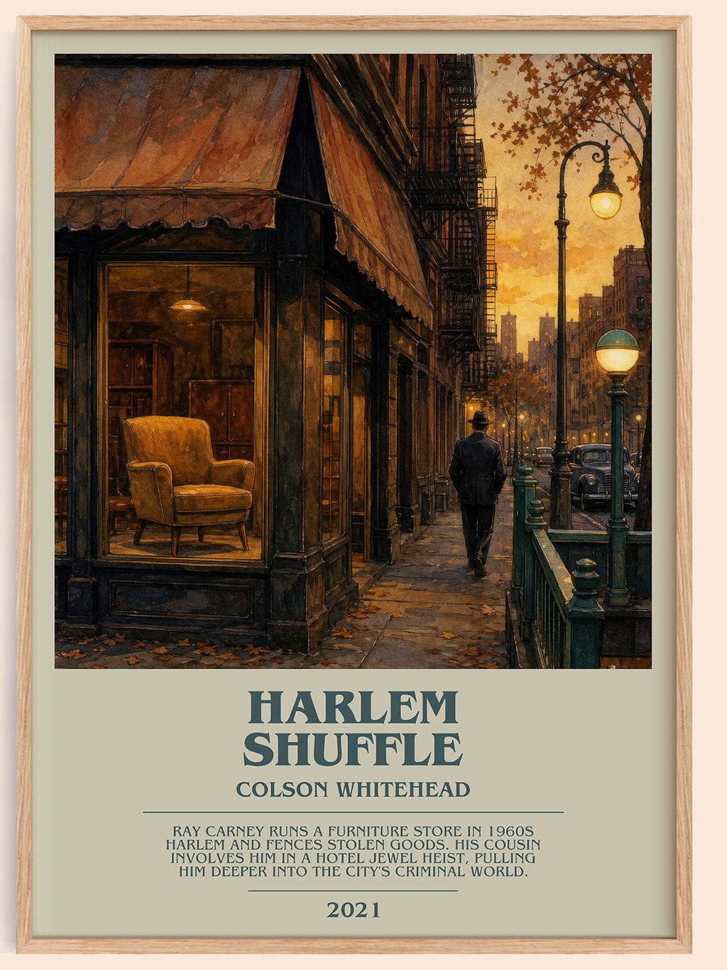 Harlem Shuffle bookish book poster by Colson Whitehead – framed literary art print
