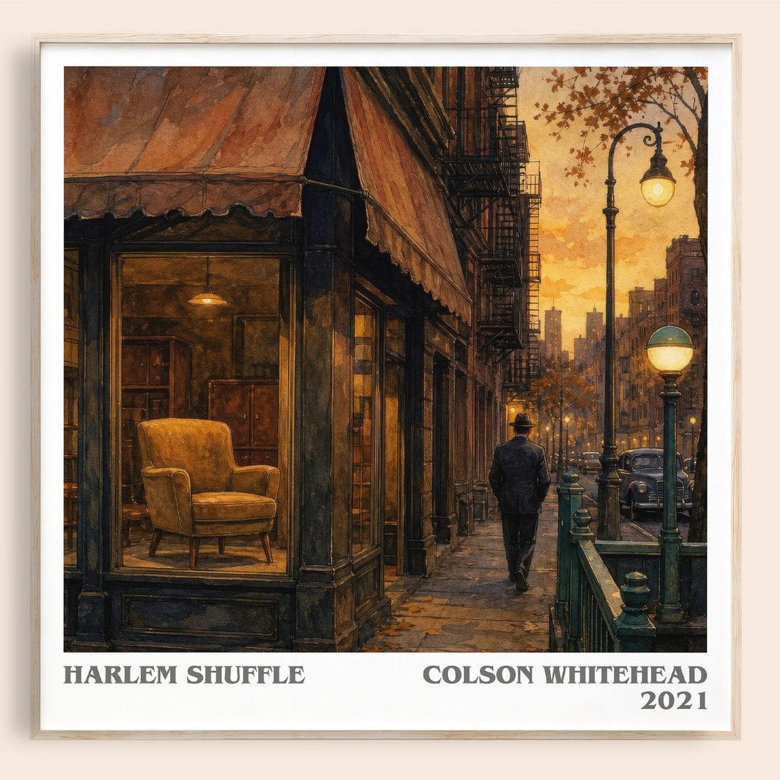 Harlem Shuffle literary book poster by Colson Whitehead – framed literary art print