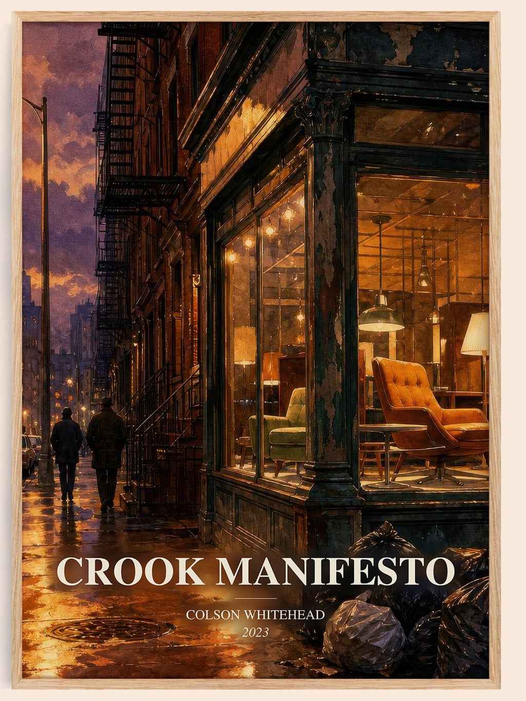 Crook Manifesto watercolour book poster by Colson Whitehead – framed literary art print