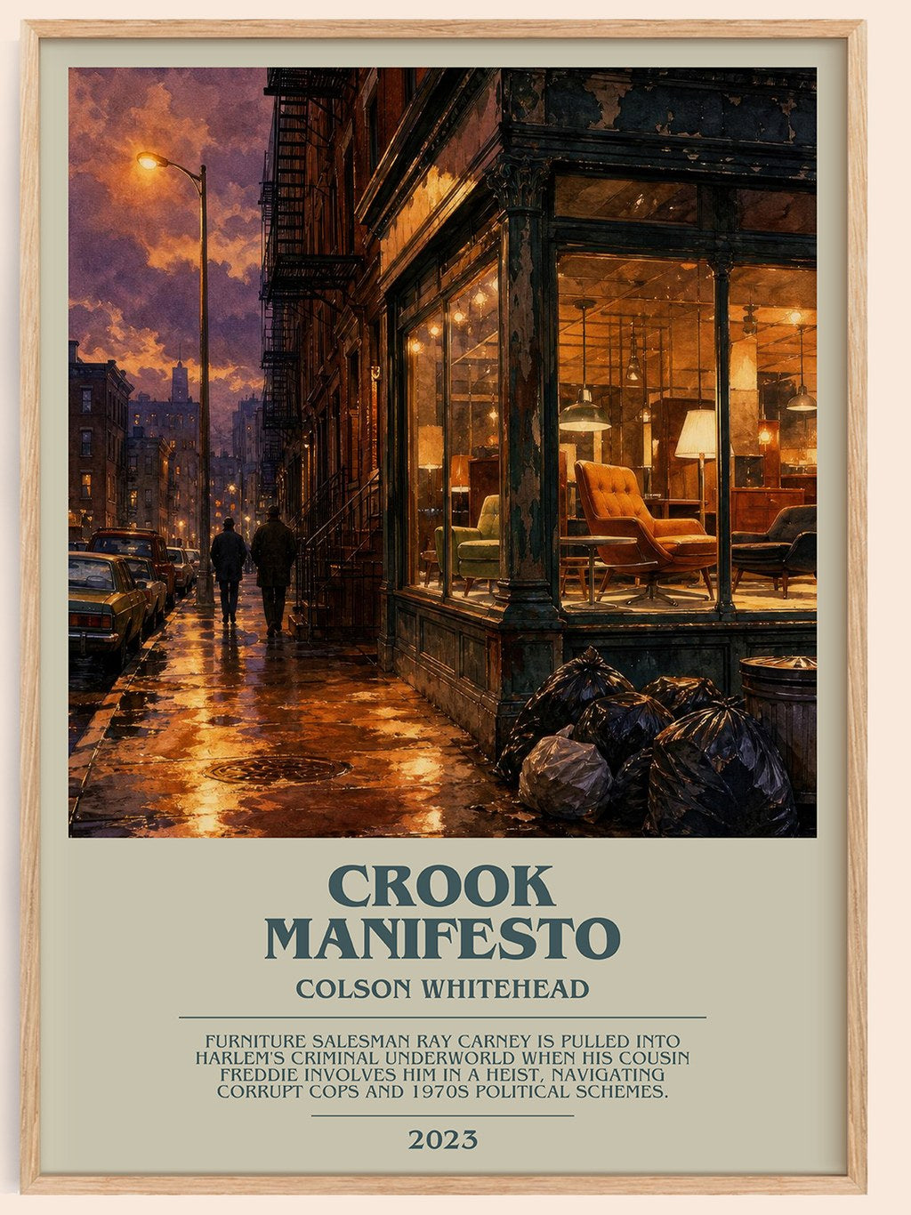 Crook Manifesto bookish book poster by Colson Whitehead – framed literary art print