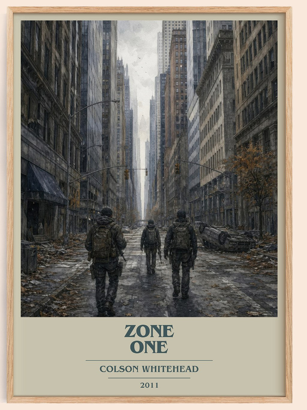 Zone One book cover book poster by Colson Whitehead – framed literary art print