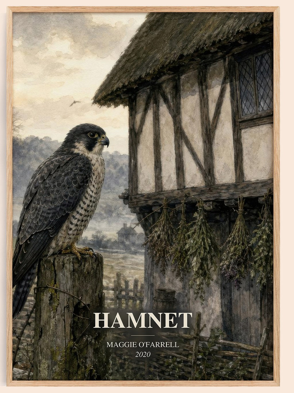 Hamnet watercolour book poster by Maggie O'Farrell – framed literary art print