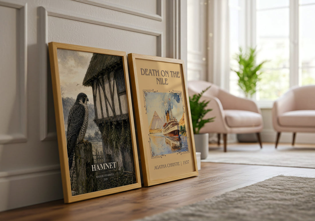 Hamnet watercolour print framed by window – literary home decor