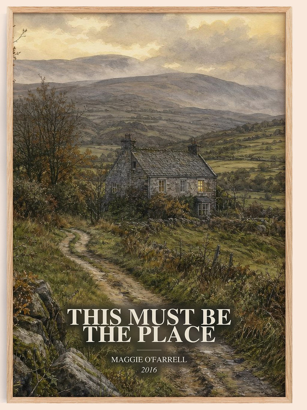 This Must Be the Place watercolour book poster by Maggie O'Farrell – framed literary art print
