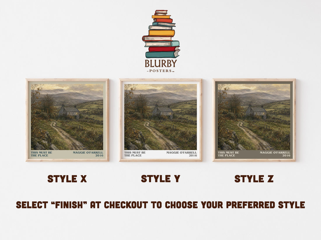 This Must Be the Place literary print in frame leaning in hallway – contemporary fiction wall art (mockup)