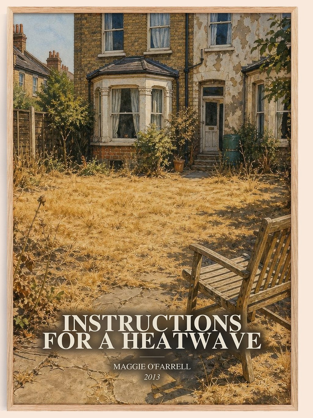 Instructions for a Heatwave watercolour book poster by Maggie O'Farrell – framed literary art print