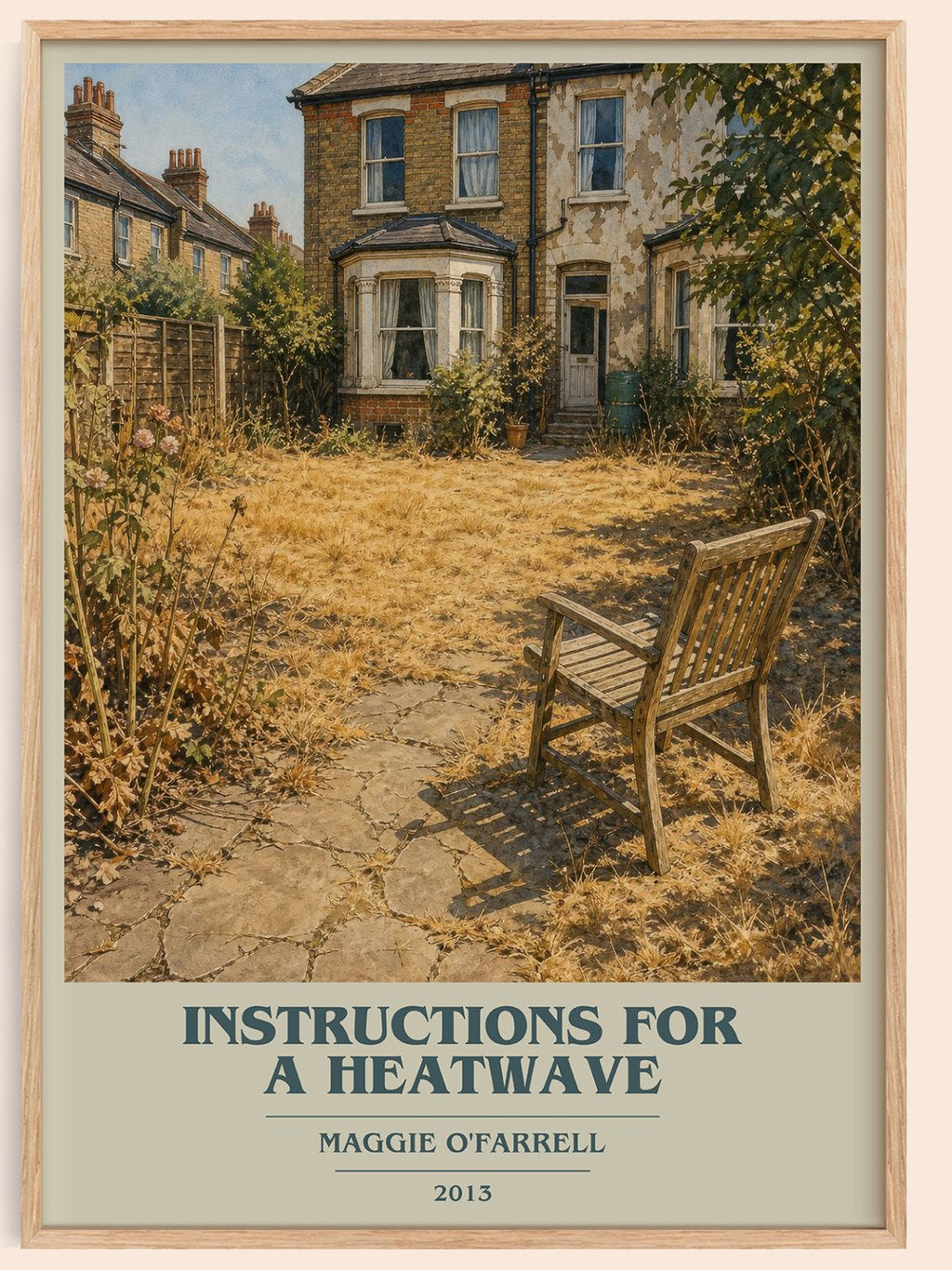 Instructions for a Heatwave book cover book poster by Maggie O'Farrell – framed literary art print