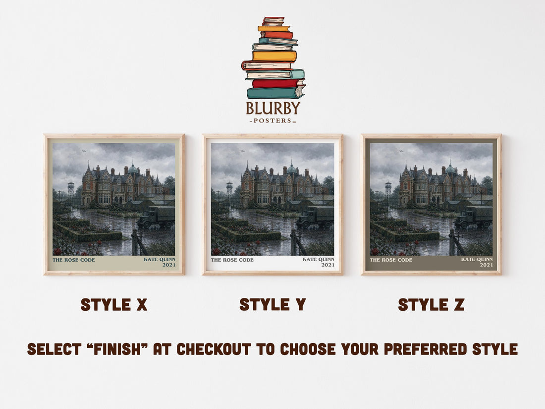 The Rose Code literary print in frame leaning in hallway – historical fiction wall art (mockup)