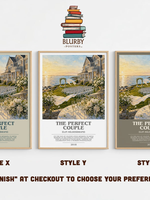 The Perfect Couple bookish print in frame leaning in hallway – mystery wall art