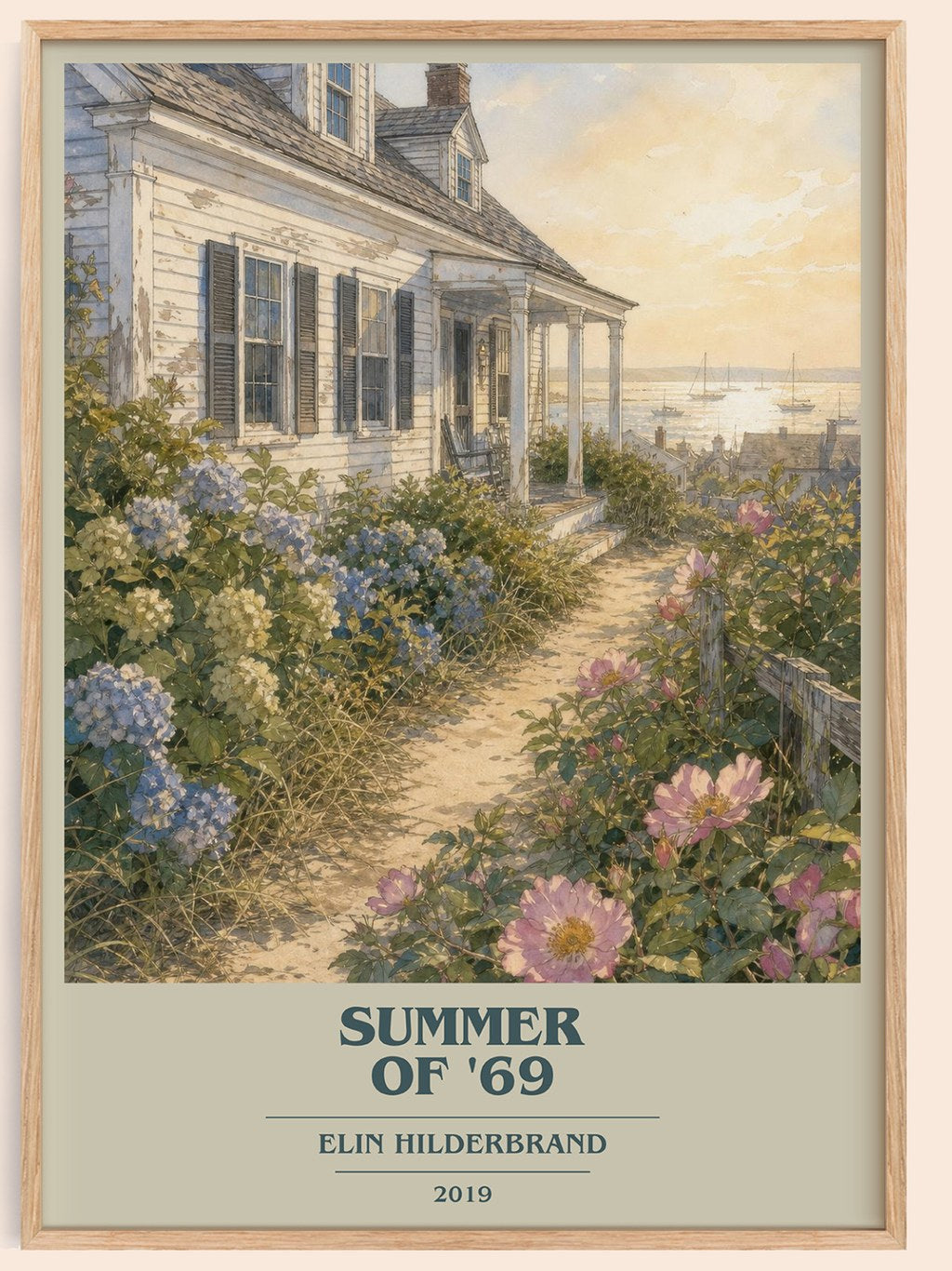 Summer of '69 book cover book poster by Elin Hilderbrand – framed literary art print