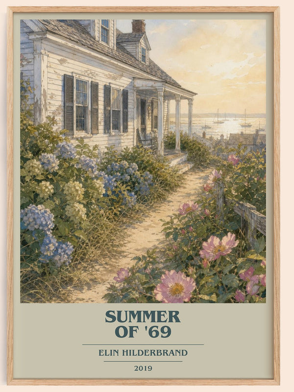 Summer of '69 book cover book poster by Elin Hilderbrand – framed literary art print