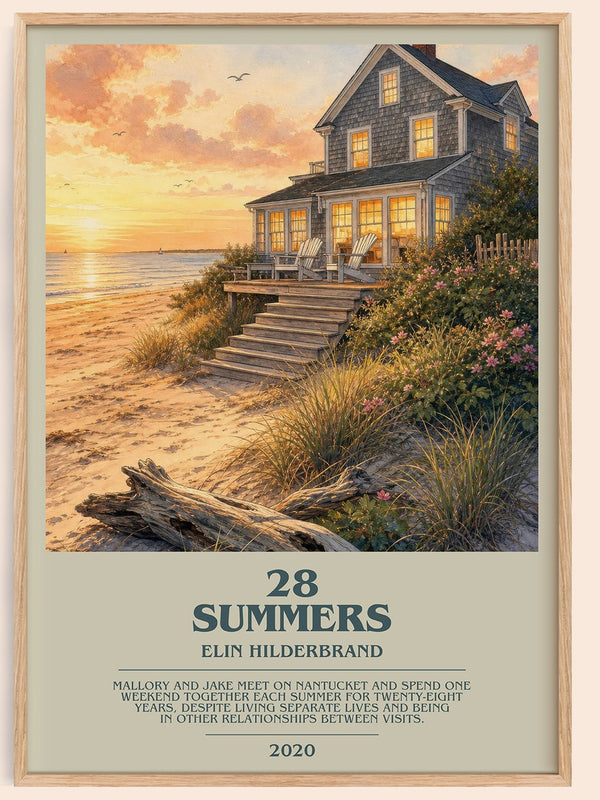 28 Summers bookish book poster by Elin Hilderbrand – framed literary art print