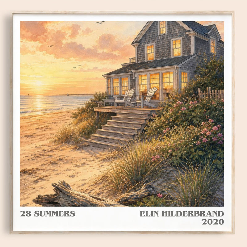 28 Summers literary book poster by Elin Hilderbrand – framed literary art print