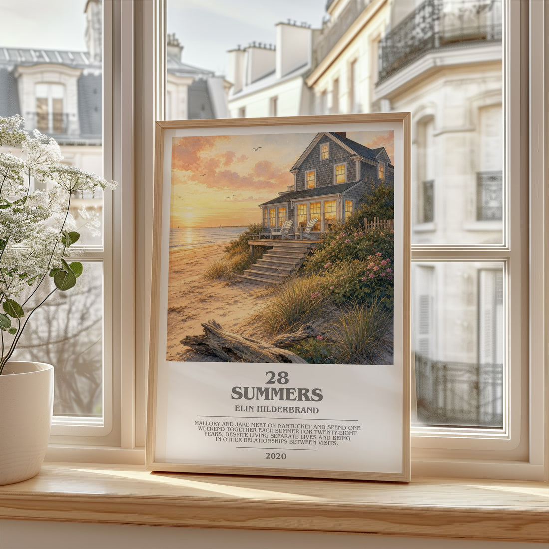 28 Summers bookish poster colour and style options – Elin Hilderbrand book art (mockup)