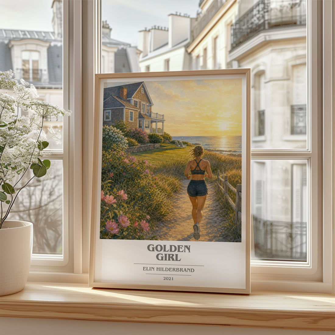 Golden Girl book cover poster colour and style options – Elin Hilderbrand book art (mockup)