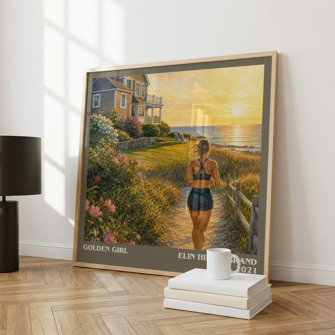 Golden Girl literary print framed by window – literary home decor