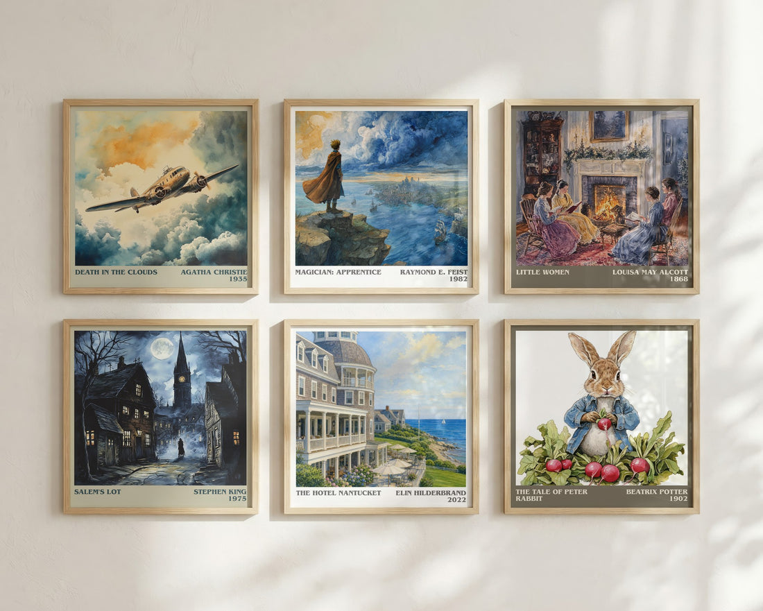The Hotel Nantucket literary print in frame leaning in hallway – contemporary fiction wall art