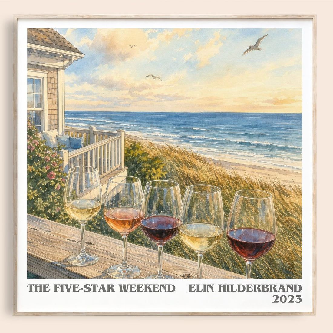 The Five-Star Weekend literary book poster by Elin Hilderbrand – framed literary art print