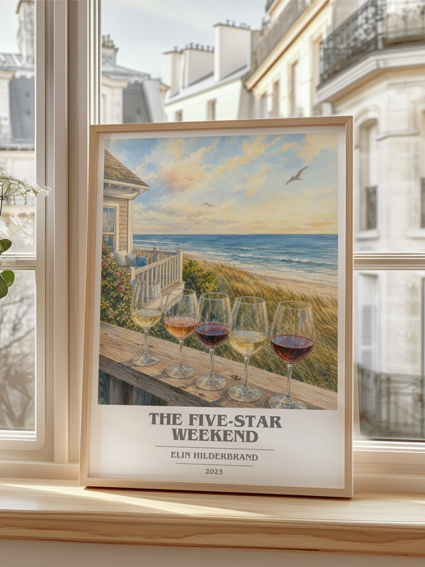The Five-Star Weekend book cover poster colour and style options – Elin Hilderbrand book art
