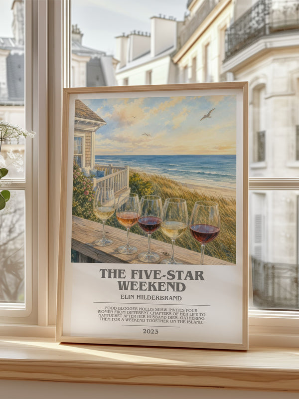 The Five-Star Weekend bookish poster colour and style options – Elin Hilderbrand book art