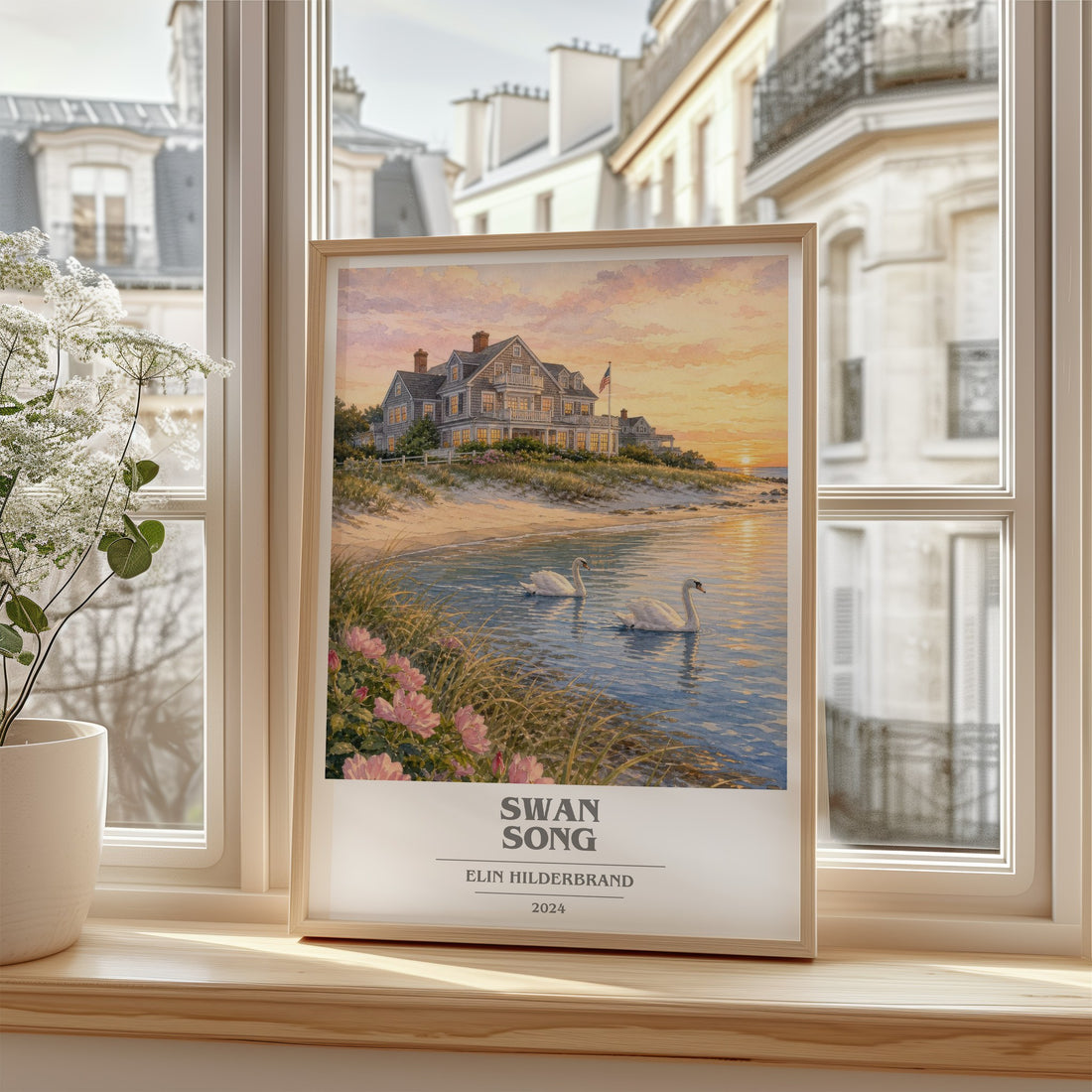 Swan Song book cover poster colour and style options – Elin Hilderbrand book art (mockup)
