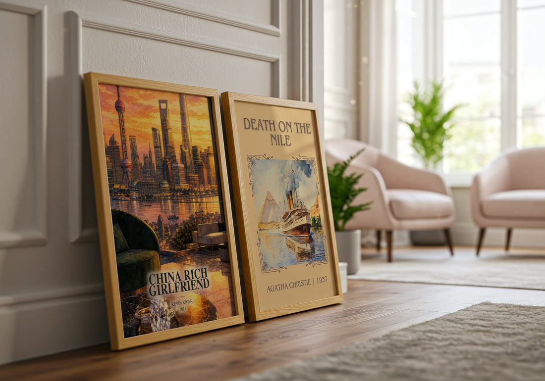 China Rich Girlfriend watercolour print framed by window – literary home decor