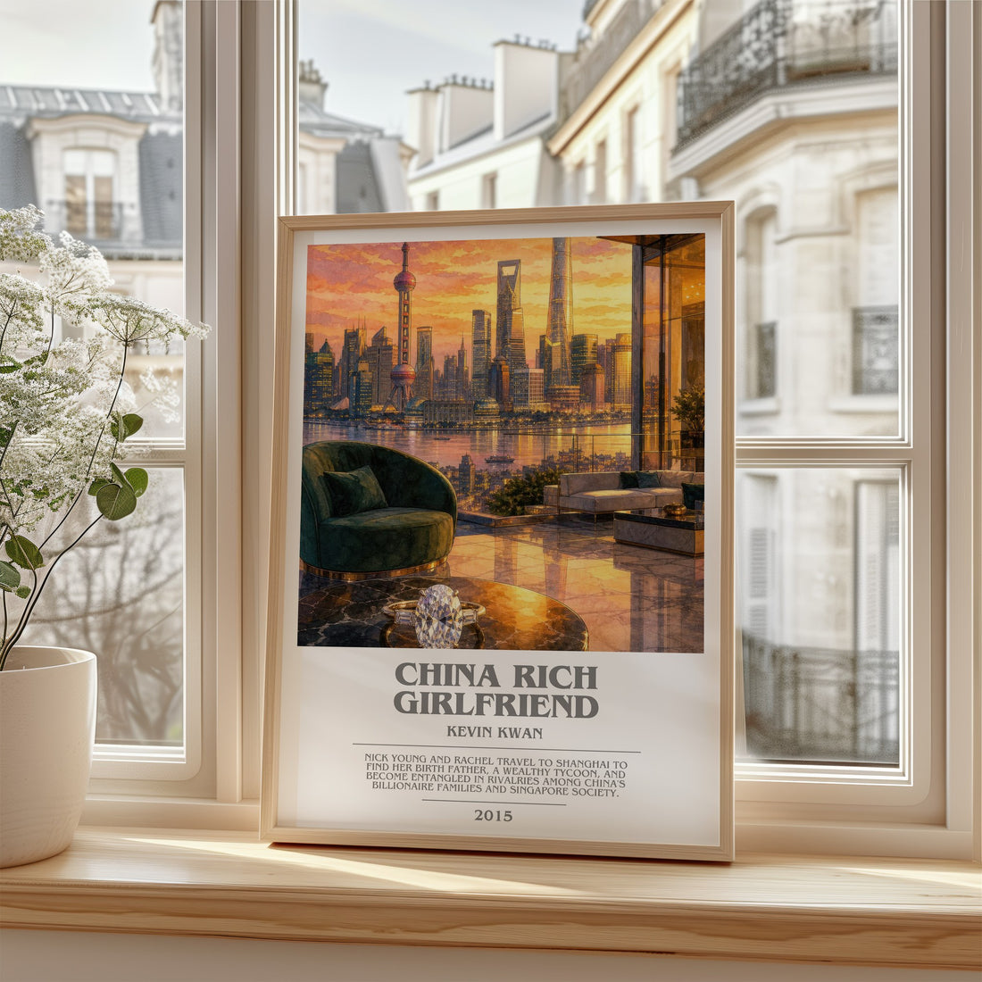 China Rich Girlfriend bookish poster colour and style options – Kevin Kwan book art