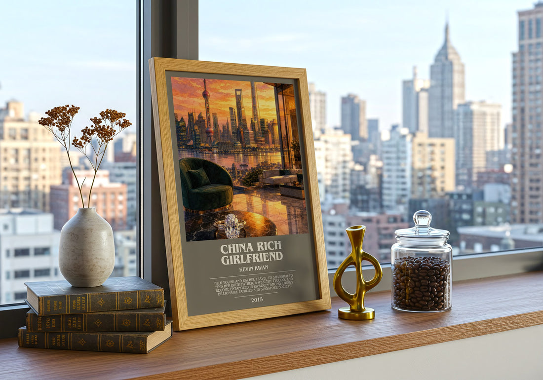 China Rich Girlfriend bookish print framed by window – literary home decor