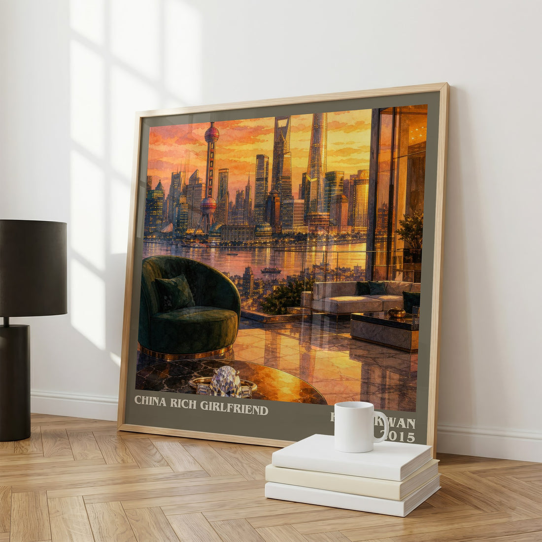 China Rich Girlfriend literary print framed by window – literary home decor