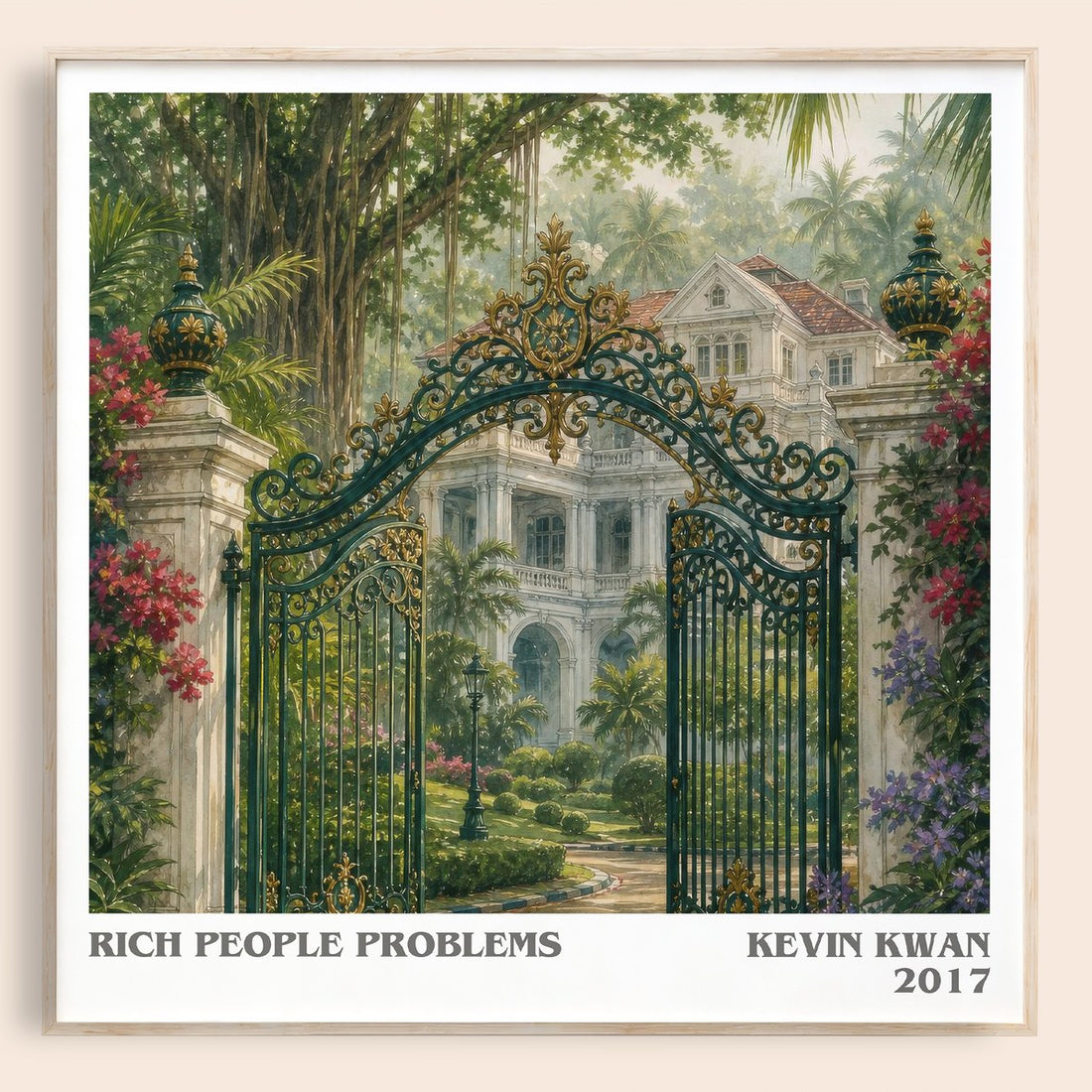 Rich People Problems literary book poster by Kevin Kwan – framed literary art print