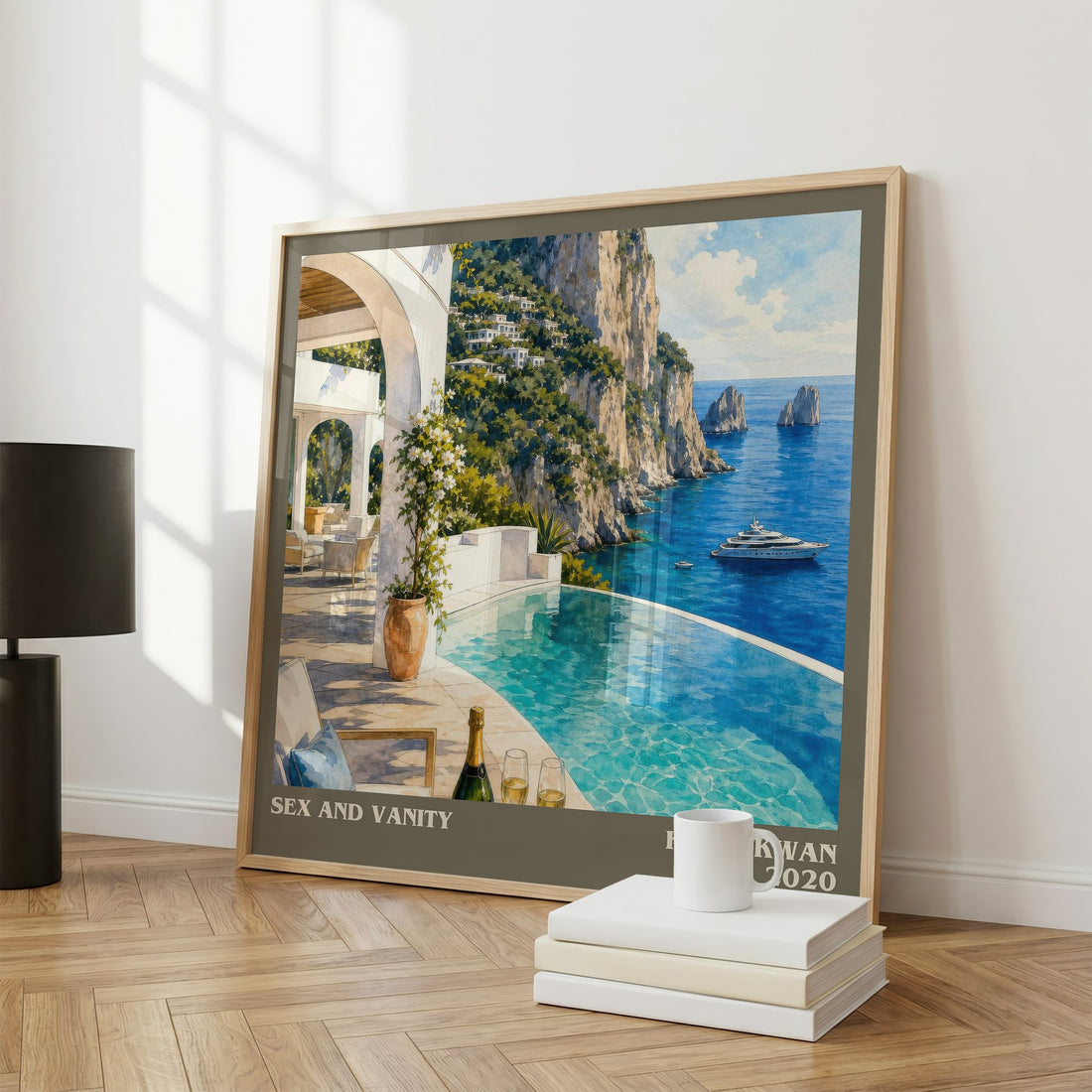 Sex and Vanity literary print framed by window – literary home decor