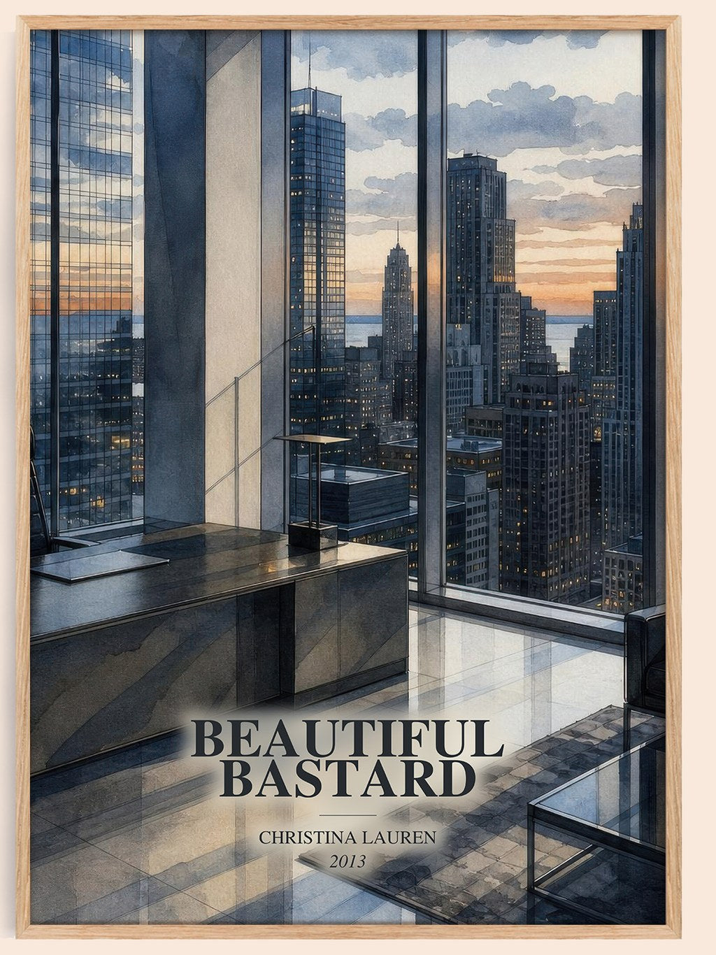 Beautiful Bastard watercolour book poster by Christina Lauren – framed literary art print