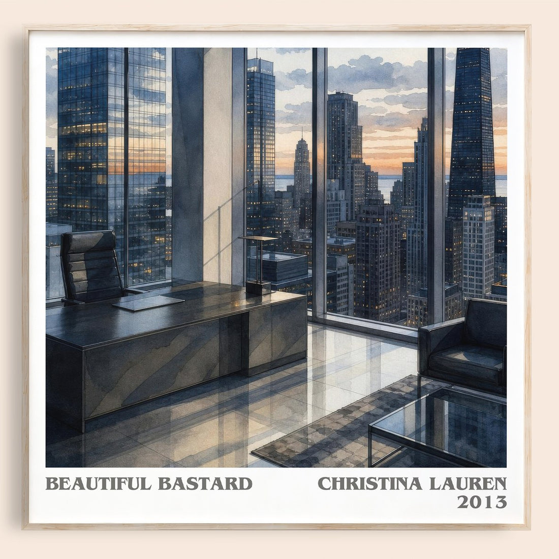 Beautiful Bastard literary book poster by Christina Lauren – framed literary art print