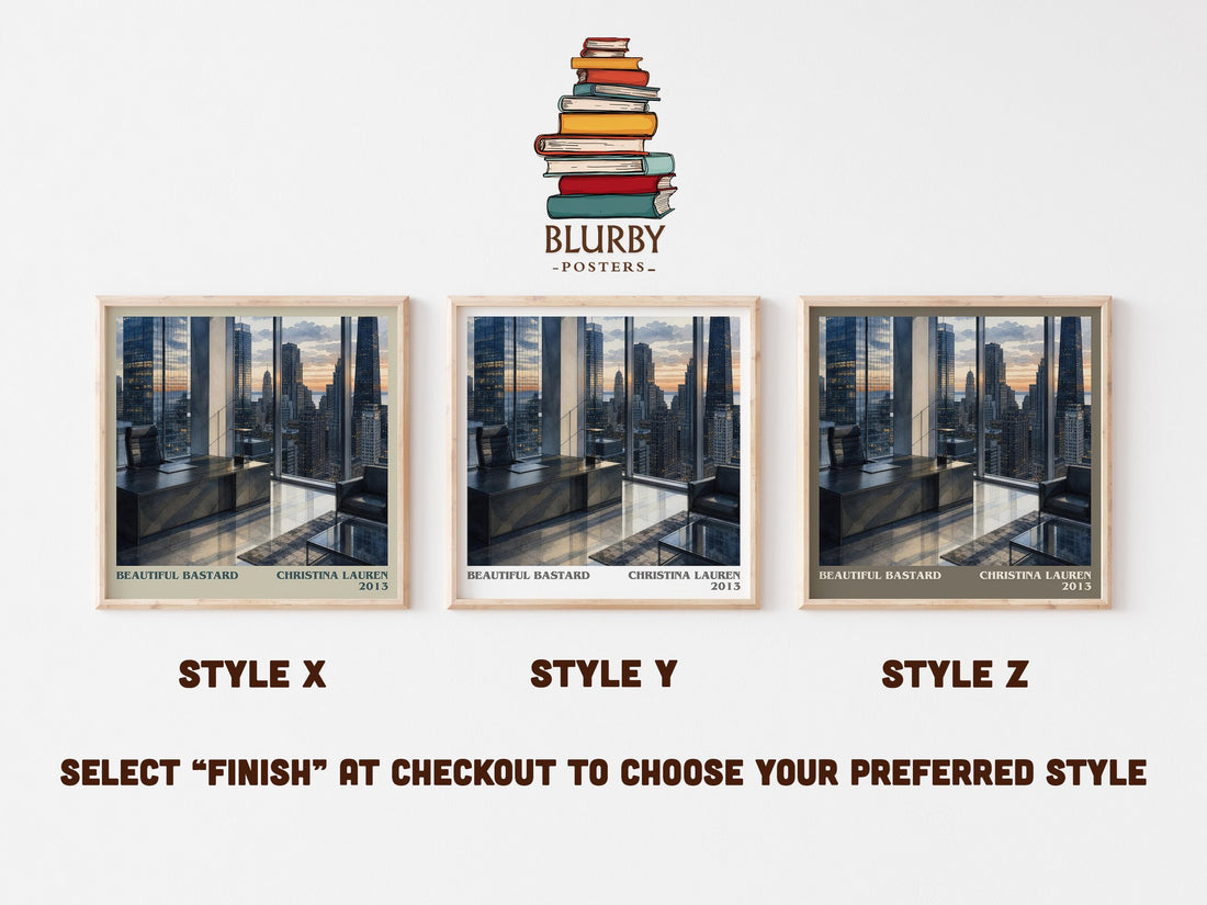 Beautiful Bastard literary print in frame leaning in hallway – romance wall art (mockup)