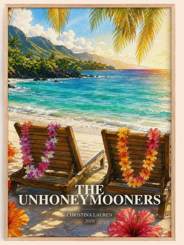 The Unhoneymooners watercolour book poster by Christina Lauren – framed literary art print