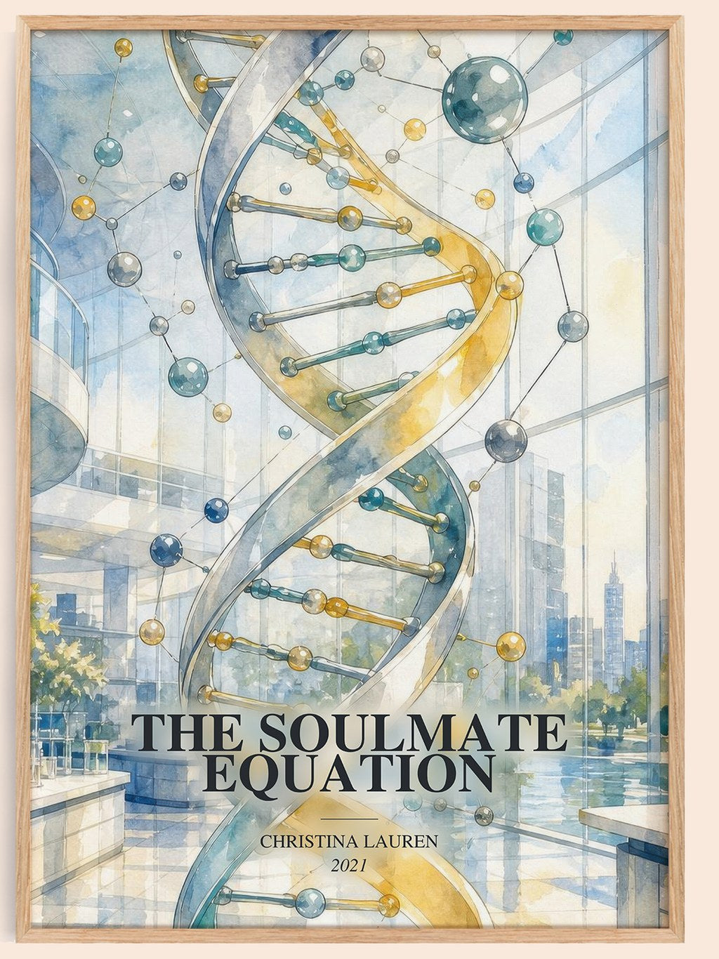 The Soulmate Equation watercolour book poster by Christina Lauren – framed literary art print