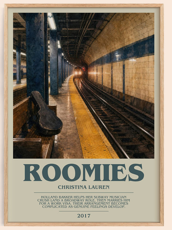 Roomies bookish book poster by Christina Lauren – framed literary art print