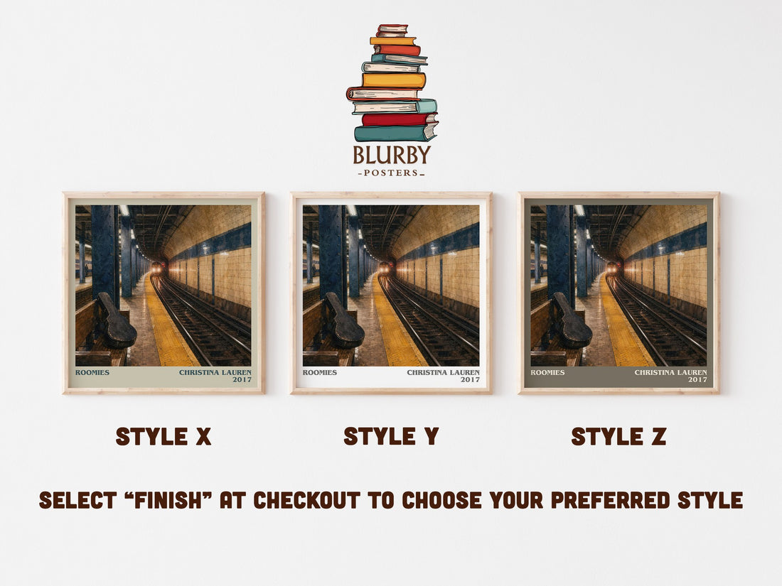 Roomies literary print in frame leaning in hallway – romance wall art (mockup)