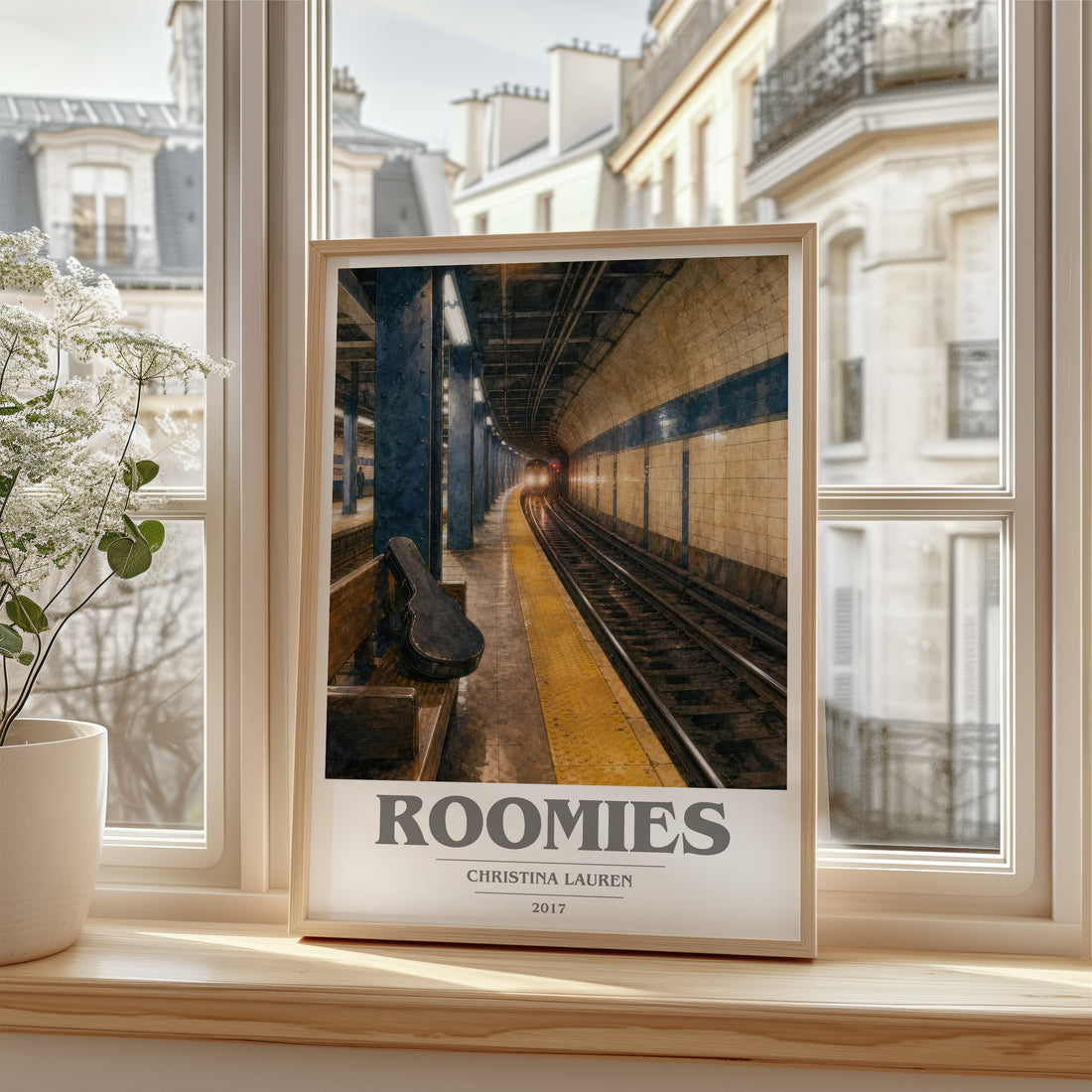 Roomies book cover poster colour and style options – Christina Lauren book art (mockup)
