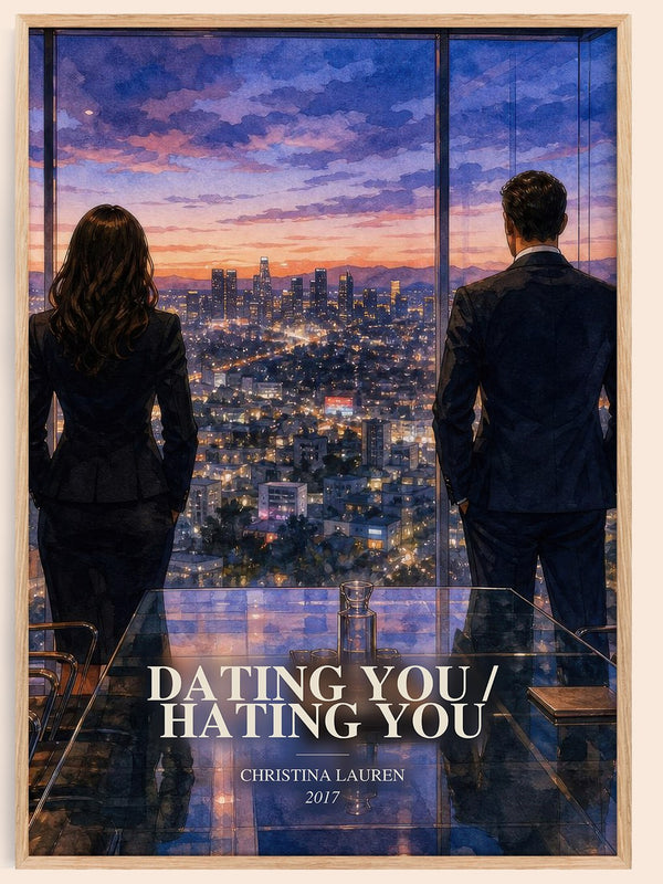 Dating You / Hating You watercolour book poster by Christina Lauren – framed literary art print
