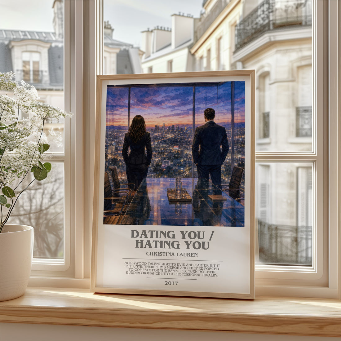 Dating You / Hating You bookish poster colour and style options – Christina Lauren book art (mockup)