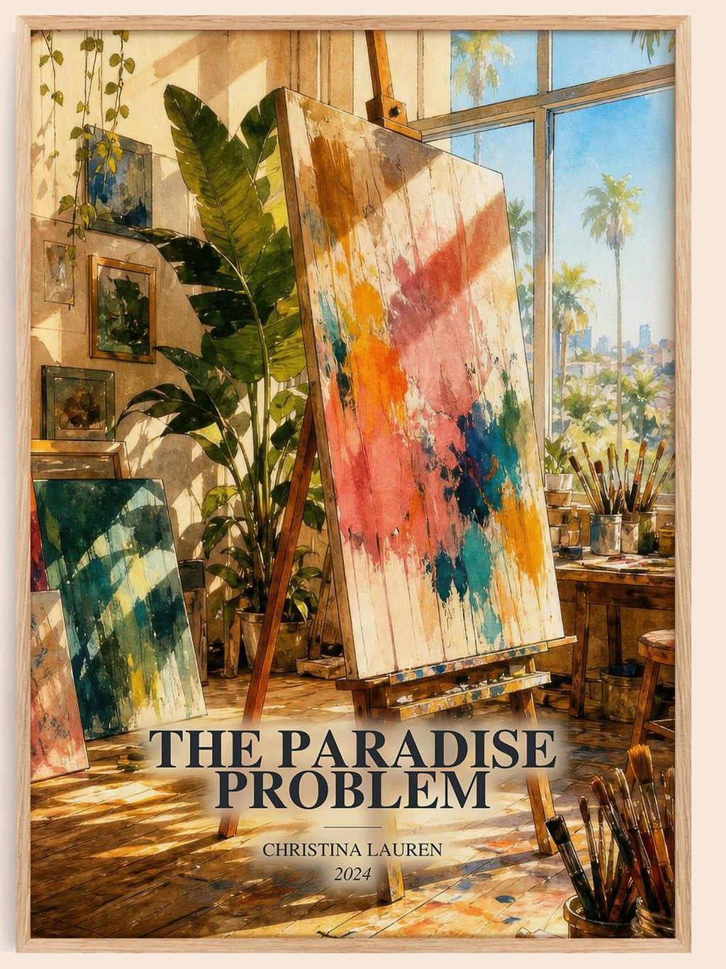 The Paradise Problem watercolour book poster by Christina Lauren – framed literary art print